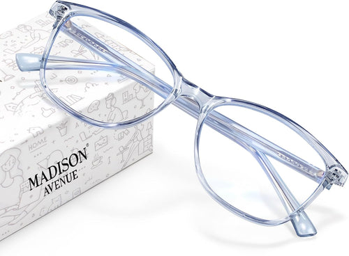 Blue Light Blocking Glasses anti Eyestrain UV Glare Blue Light Glasses for Women TV Phone Computer Gaming Eyeglasses (Clear Blue)