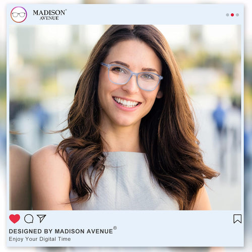 Blue Light Blocking Glasses anti Eyestrain UV Glare Blue Light Glasses for Women TV Phone Computer Gaming Eyeglasses (Clear Blue)